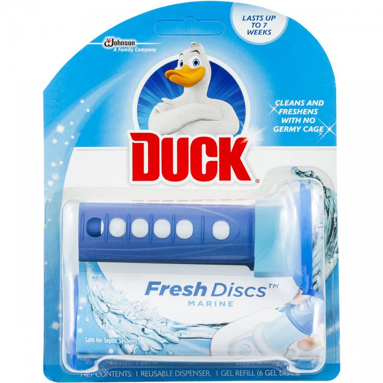 WC Duck Fresh Discs 36ml Marine | Čistící, dezinf.prostř., dezodoranty - Přípravky na WC - Závěsy na WC a pissoárové kostky